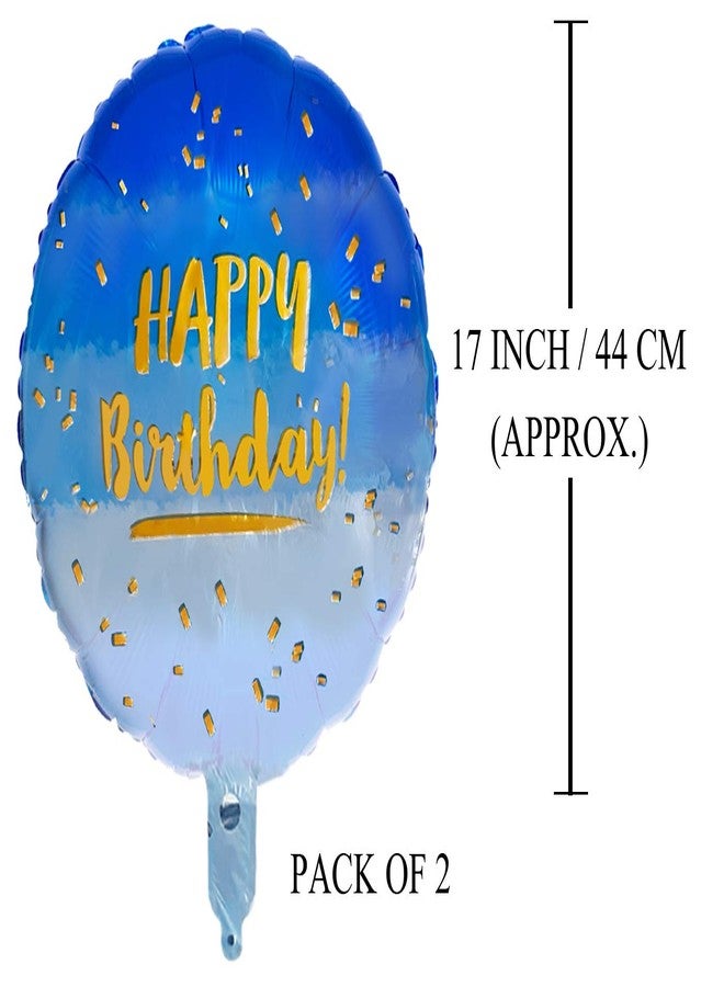 AMFIN® (Pack of 2) 18 Inch Happy Birthday Foil Balloon/Birthday Party Decoration Material/Birthday Balloons for Decoration - Blue - Image 2